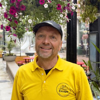Mike, an experienced, local, fun and knowledgeable tour guides at Escape Bicycle Tours and Rentals lead Ottawa bike tours